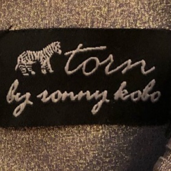 Torn By Ronny Kobo Gold Metallic Mini Dress - Picture 3 of 9